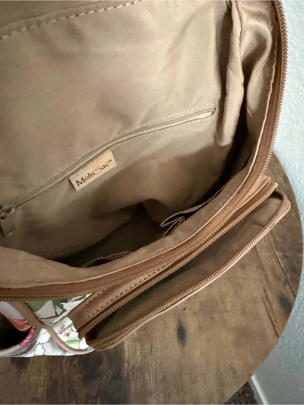 Multisac Adele Floral with Brown Trim Backpack